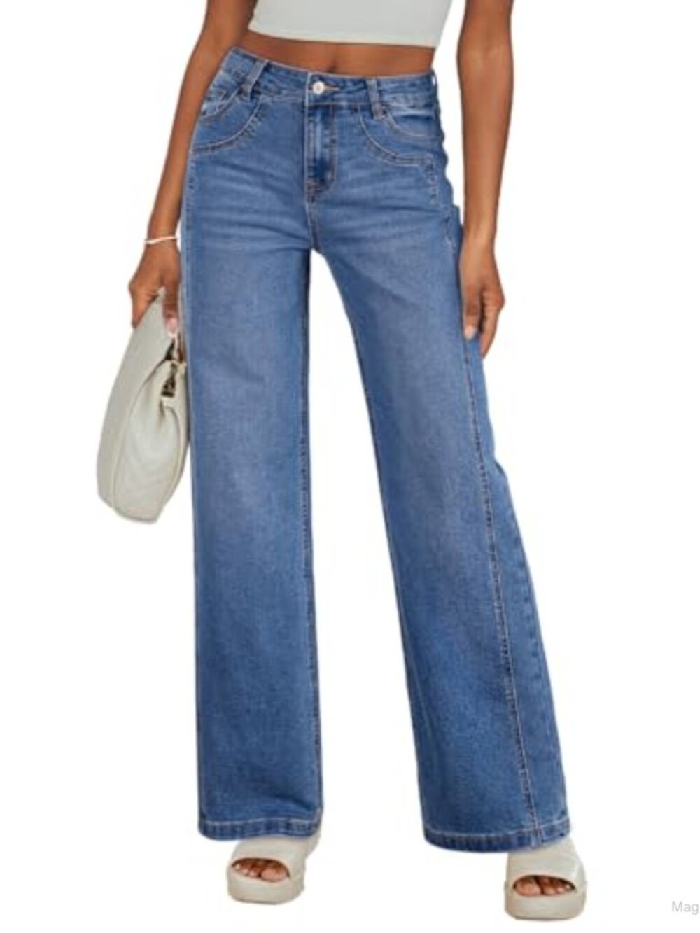 High Waisted Wide Leg Stretchy Jeans Women Denim Pants Casual Straight Leg Soft